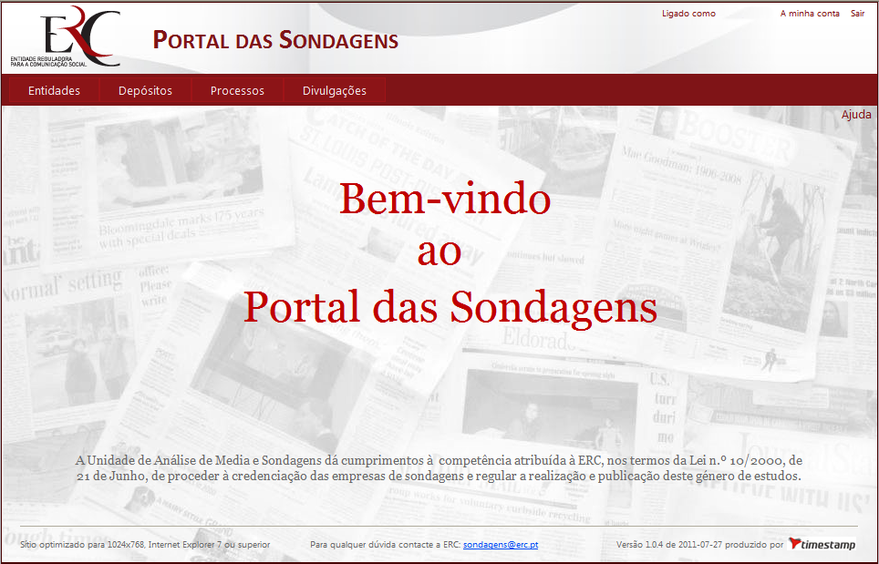 Portal das Sondagens - Entrada