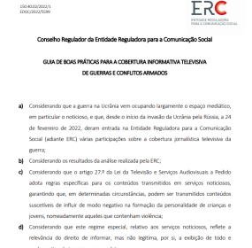 Guia de Boas Práticas para a Cobertura Informativa Televisiva de Guerras e Conflitos Armados