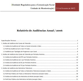 Relatório de Audiências Anual / 2006