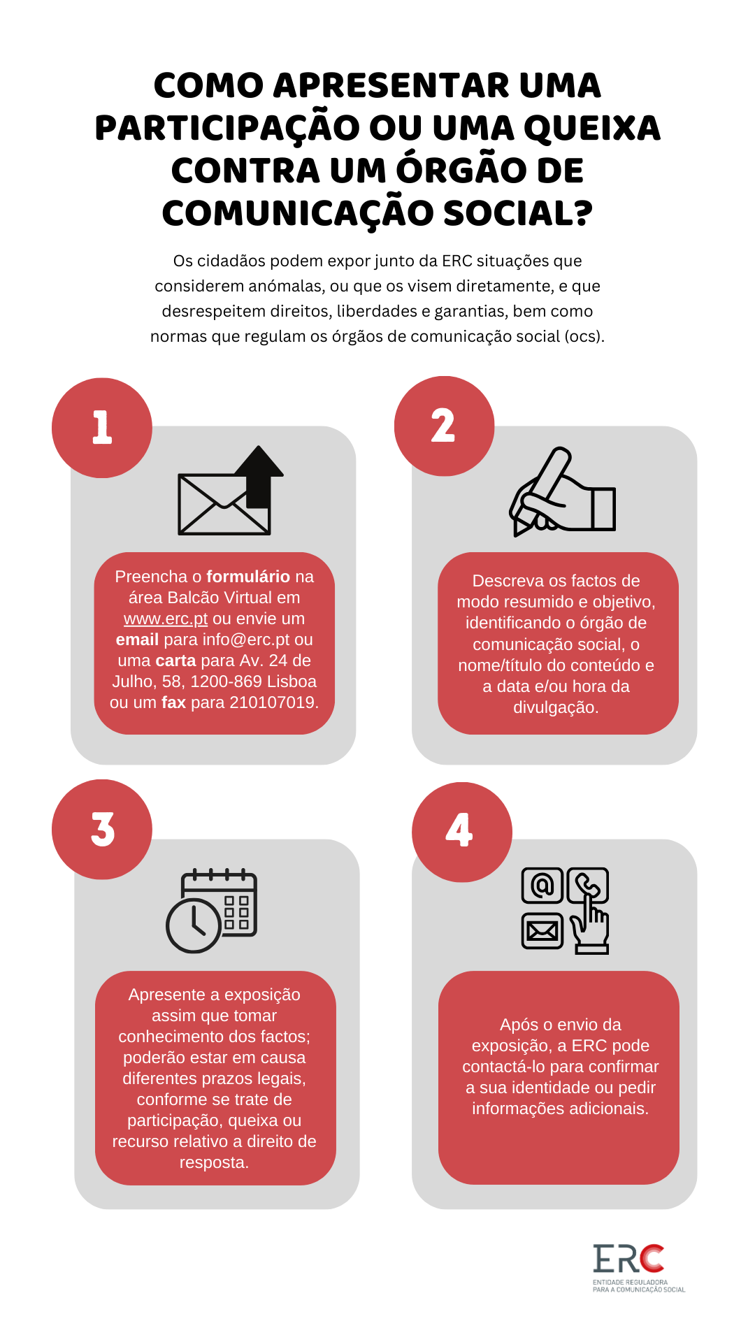 Como apresentar uma participação ou uma queixa contra um órgão de comunicação social? - Clique aqui!